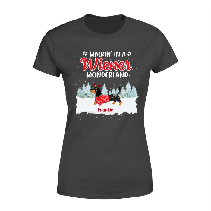 Personalized Shirt, Walkin' in a Wiener Wonderland, Christmas Gift For Dog Lovers