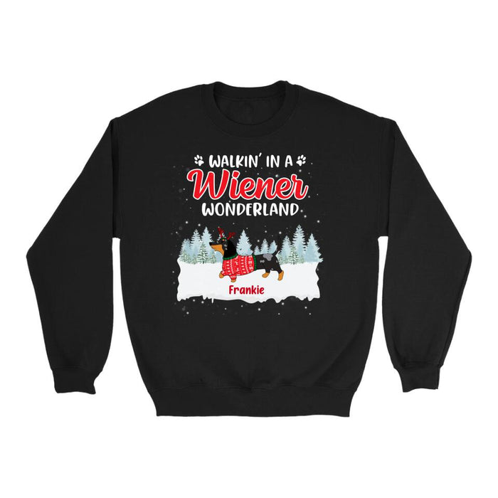 Personalized Shirt, Walkin' in a Wiener Wonderland, Christmas Gift For Dog Lovers