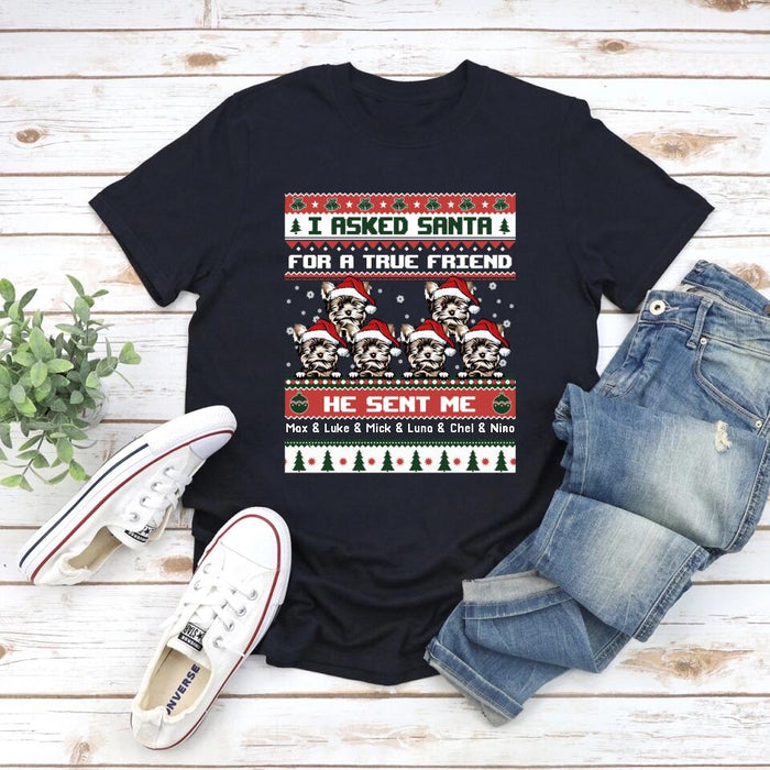 Personalized Shirt, I Asked Santa For A True Friend He Sent Me My Dogs, Christmas Gift For Dog Lovers