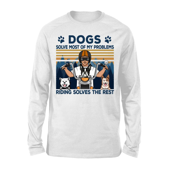Biker Man And His Dogs - Personalized Shirt For Him, Dog Lovers, Motorcycle Lovers