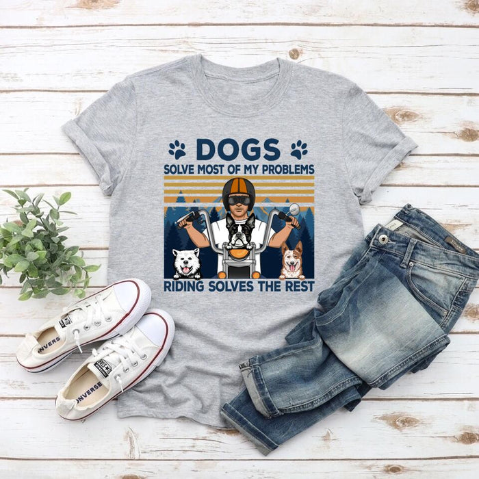 Biker Man And His Dogs - Personalized Shirt For Him, Dog Lovers, Motorcycle Lovers