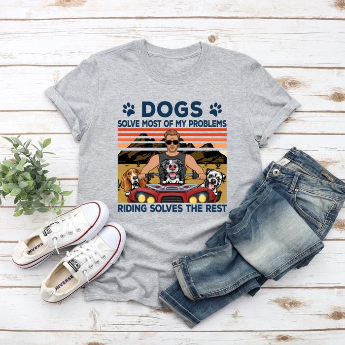 Biker Man/Woman And Dogs - Personalized Shirt For Him, Her, Dog Lovers, Off Road Lovers