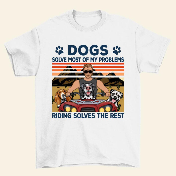 Biker Man/Woman And Dogs - Personalized Shirt For Him, Her, Dog Lovers, Off Road Lovers