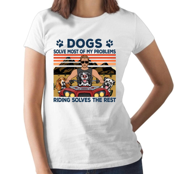 Biker Man/Woman And Dogs - Personalized Shirt For Him, Her, Dog Lovers, Off Road Lovers