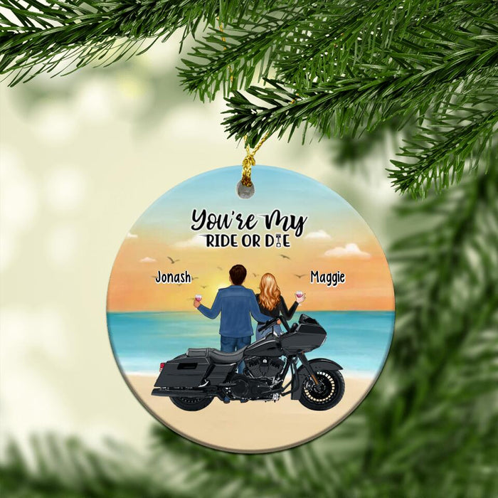 You're My Ride Or Die - Personalized Ornament, Motorcycle Drinking Couple, Gift For Motorcycle Lovers