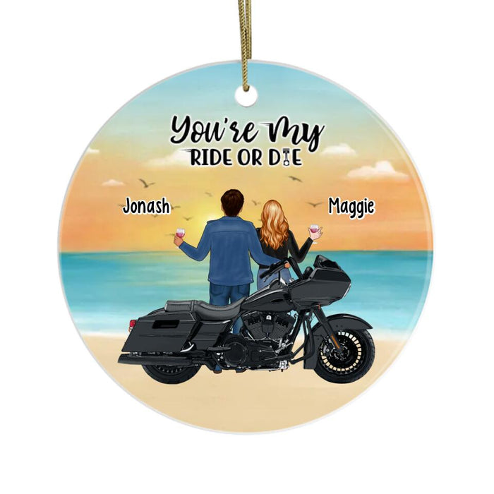 You're My Ride Or Die - Personalized Ornament, Motorcycle Drinking Couple, Gift For Motorcycle Lovers
