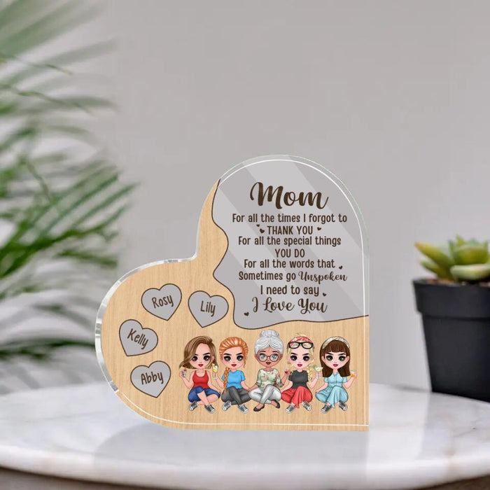 For All the Times That I Forgot to Thank You - Personalized Gifts Custom Acrylic Plaque for Mom