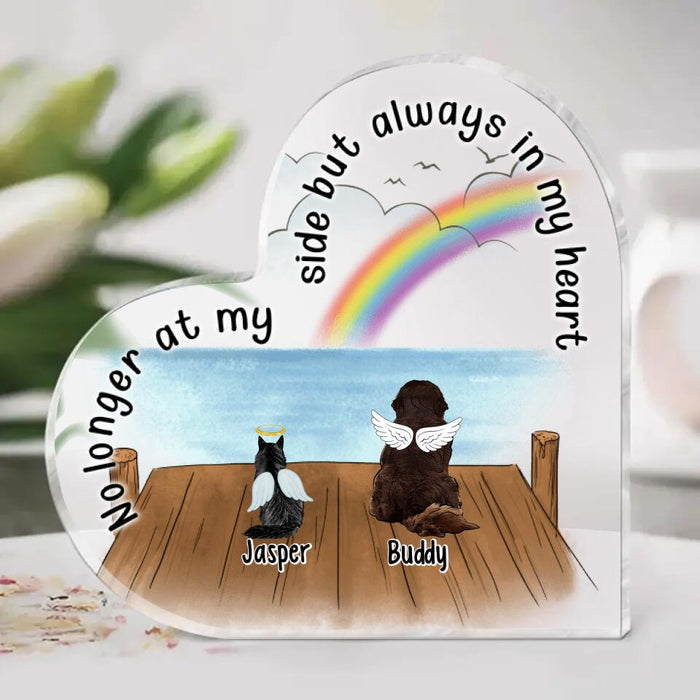 No Longer At My Side But Always In My Heart - Personalized Acrylic Plaque For Dog Cat Lovers, Memorial Gifts
