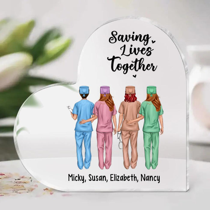 Saving Lives Together - Personalized Nurse Acrylic Plaque, Nurse Best Friends, Gift for Nurses