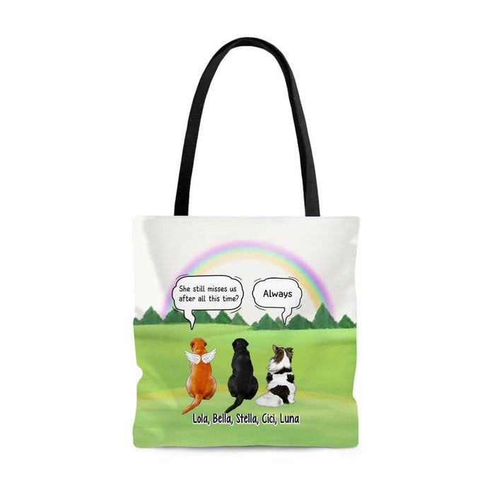 They Still Talk About You - Personalized Tote Bag Dog Memorial Gift, Dog Family, Dog Lover Gift, Custom Dog Portrait