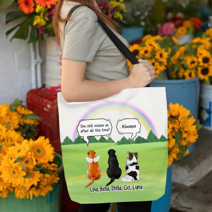 They Still Talk About You - Personalized Tote Bag Dog Memorial Gift, Dog Family, Dog Lover Gift, Custom Dog Portrait