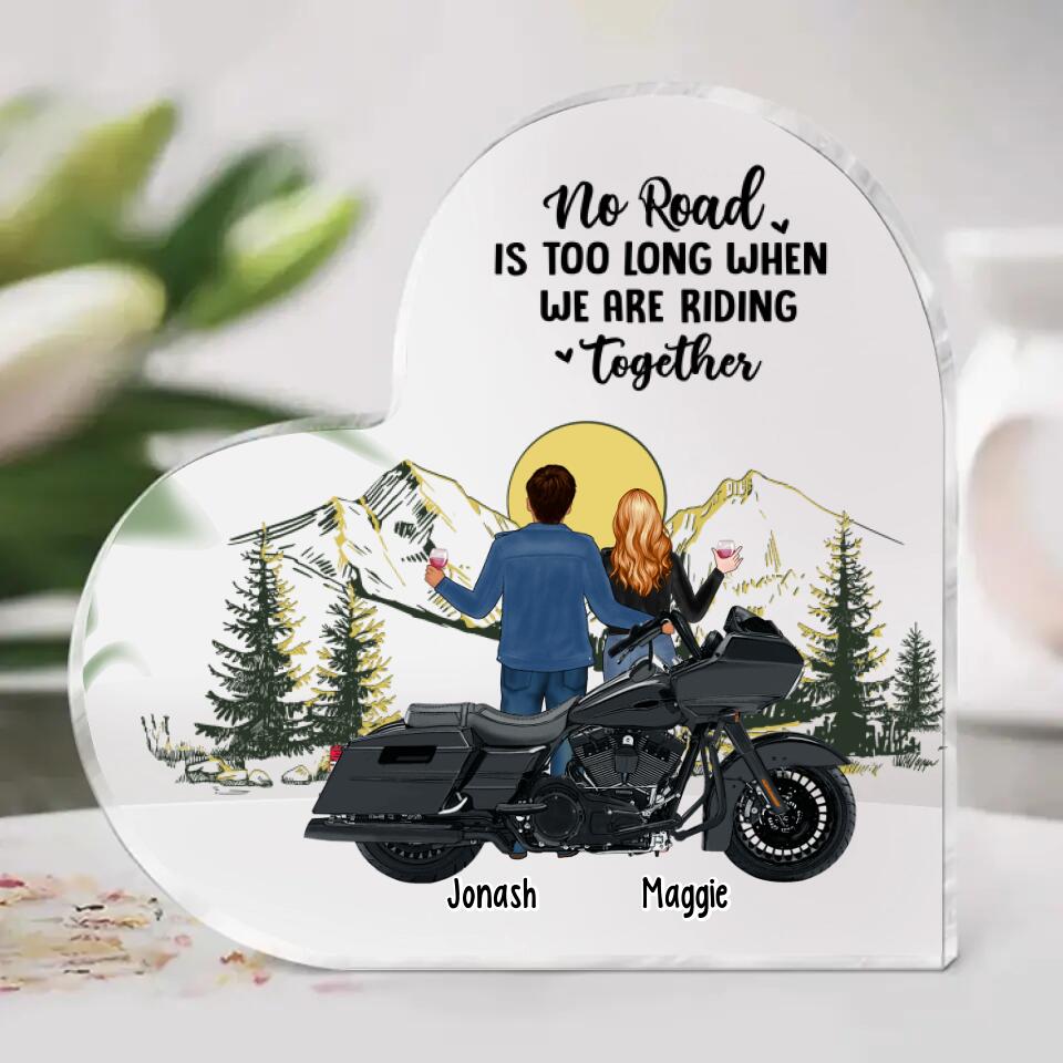 NO ROAD IS TOO WHEN WE ARE RIDING TOGETHER Personalized Car Acrylic Ornament For F 794095