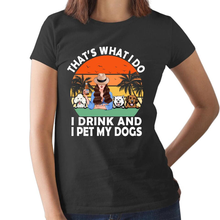 Personalized Shirt, A Girl Drinking With Funny Dogs, Gift For Dog Lovers