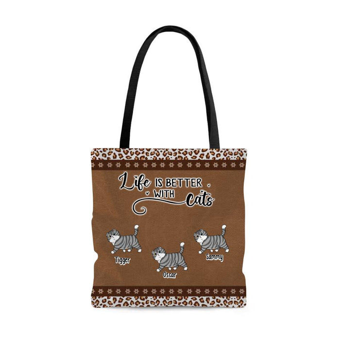 Life is Better with Cats - Personalized Gifts Custom Cat Tote Bag for Cat Mom, Cat Lovers