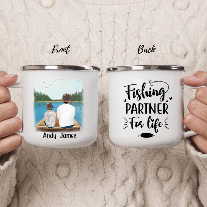 Fishing Partner for Life - Personalized Gifts Custom Enamel Mug for Fishing Lovers