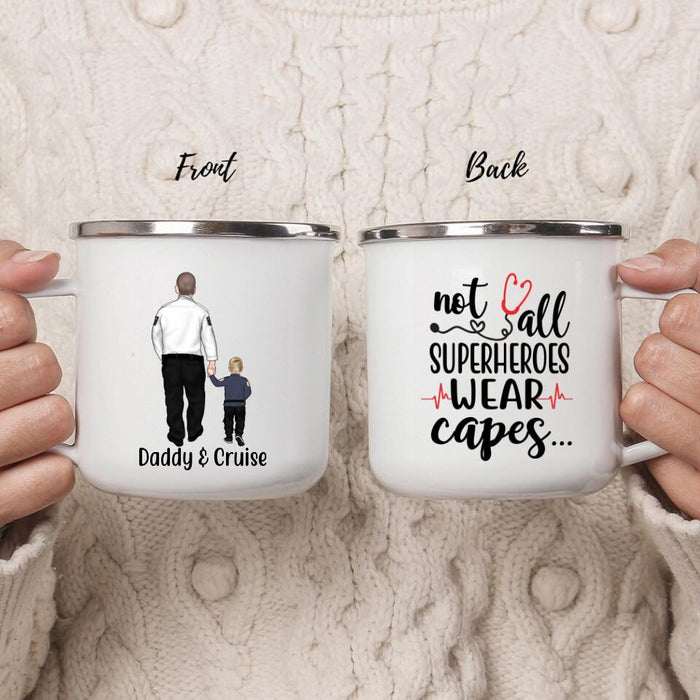 Not All Superheroes Wear Capes - Personalized Gifts Custom Paramedics Enamel Mug for Family, Paramedics Lovers