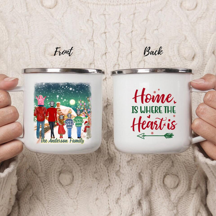 Home Is Where the Heart Is - Christmas Personalized Gifts Custom Dog Enamel Mug for Family, Dog Lovers