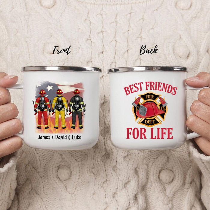 Best Friends for Life - Personalized Gifts Custom Firefighters Enamel Mug for Friends, Couples, and Firefighters