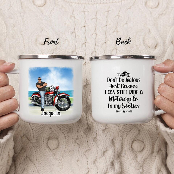 I Can Still Ride a Motorcycle - Personalized Gifts Custom Motorcycle Enamel Mug for Grandpa, Motorcycle Lovers