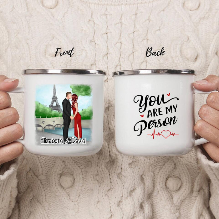 You Are My Person - Valentine's Day Personalized Gifts Custom Enamel Mug for Couples