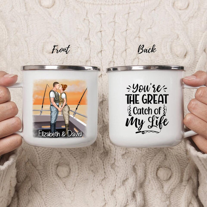 The Great My Life - Personalized Gifts Custom Fishing Enamel Mug for Couples, Fishing Lovers