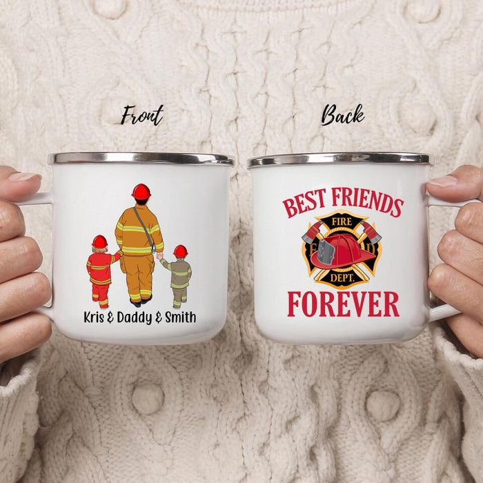 Best Friends Forever - Personalized Gifts Custom Firefighter Enamel Mug for Family, Firefighter Gifts