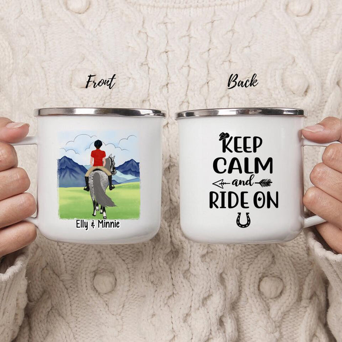 Keep Calm and Ride On - Personalized Gifts Custom Horse Enamel Mug for Horse Mom, Horse Lovers