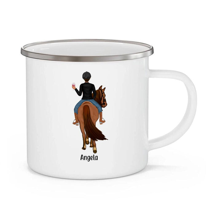 Riding Horse Solves Most of My Problem - Personalized Gifts Custom Horse Enamel Mug for Sister, Horse Lovers