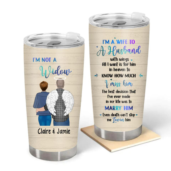 To a Husband with Wings - Personalized Gifts Custom Memorial Tumbler for Husband, Memorial Gifts