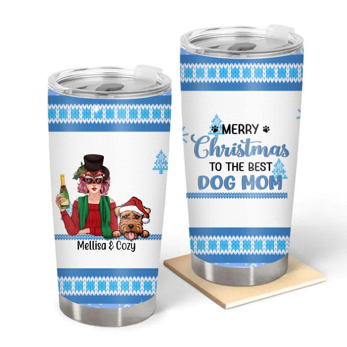 Merry Christmas to the Best Dog Mom - Christmas Personalized Gifts Custom Tumbler for Dog Lovers