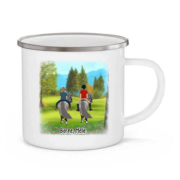 Riding Partners for Life - Personalized Gifts Custom Horse Enamel Mug for Family, Horse Lovers