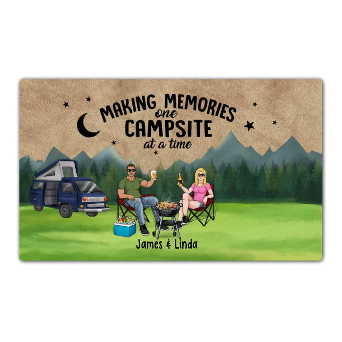 Making Memories One Campsite at a Time - Camping Personalized Gifts Custom Doormat for Couples