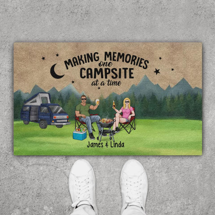 Making Memories One Campsite at a Time - Camping Personalized Gifts Custom Doormat for Couples