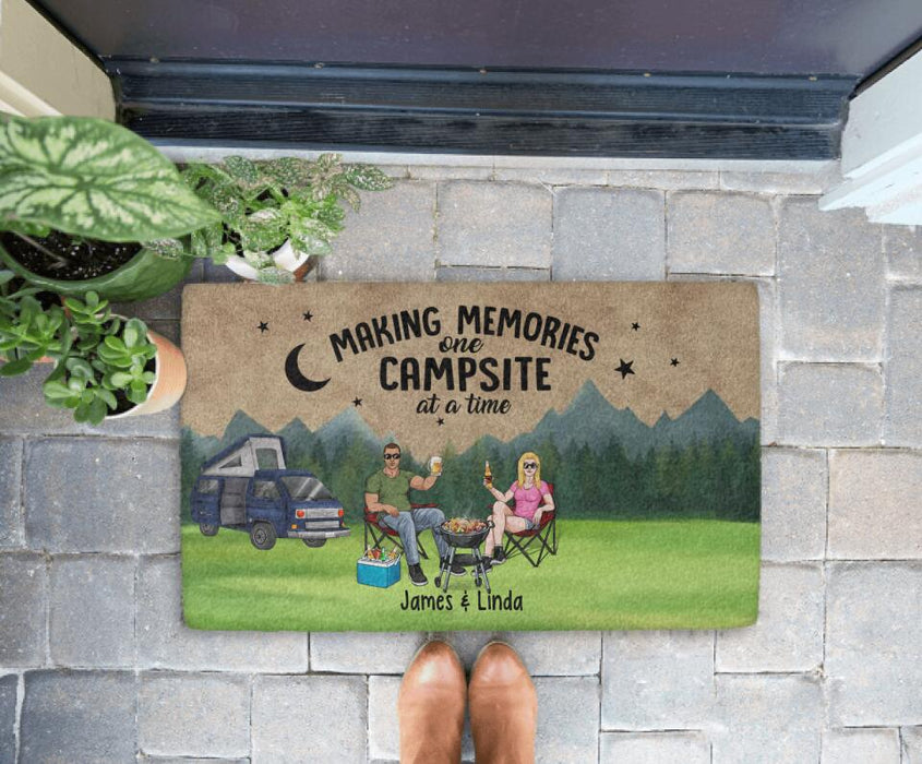 Making Memories One Campsite at a Time - Camping Personalized Gifts Custom Doormat for Couples