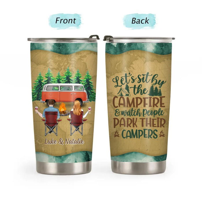 Personalized Tumbler, Gift For Family And Friends, Camping Lovers, Camping Couple With/Without Kids, Let's Sit By The Campfire