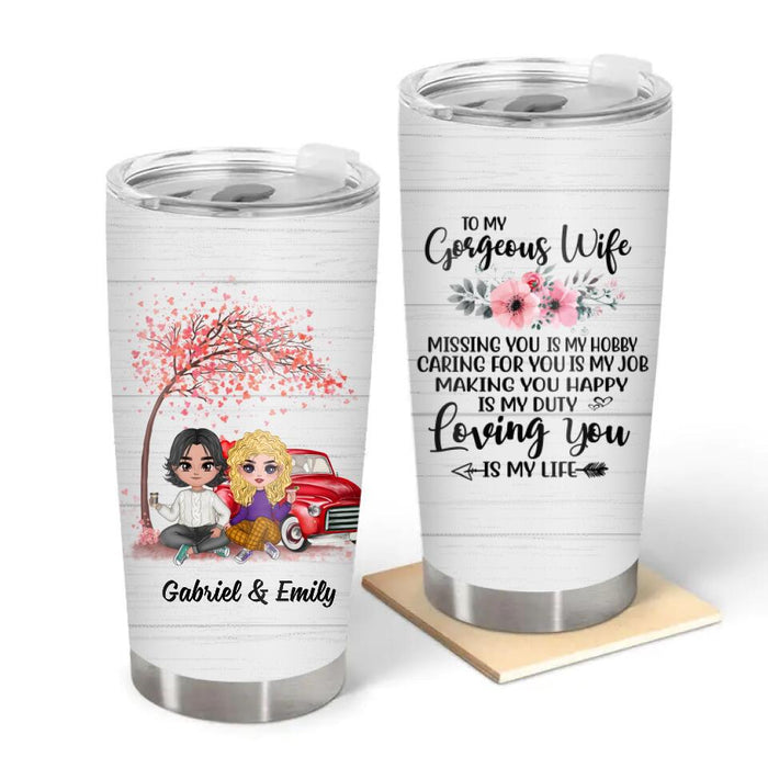 Missing You Is My Hobby - Personalized Tumbler For Couples, For Him, For Her, Valentine's Day