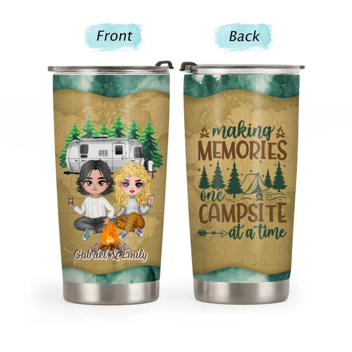 Making Memories One Campsite At A Time - Personalized Tumbler For Couples, Camping, Valentine's Day