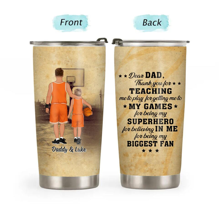 Dear Dad - Personalized Gifts Custom Basketball Tumbler for Kids and Dad - Basketball Gifts
