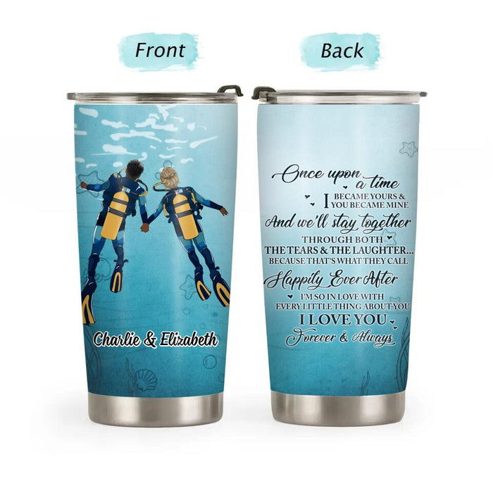 Love You Forever And Always - Personalized Tumbler For Couples, Him, Her, Scuba Diving