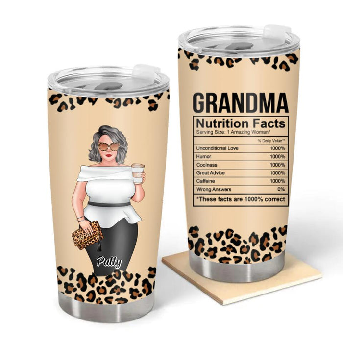 Grandma Nutrition Facts - Personalized Gifts Custom Tumbler for Grandma