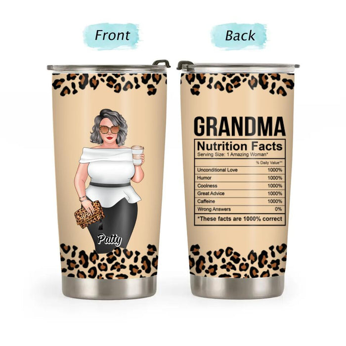Grandma Nutrition Facts - Personalized Gifts Custom Tumbler for Grandma
