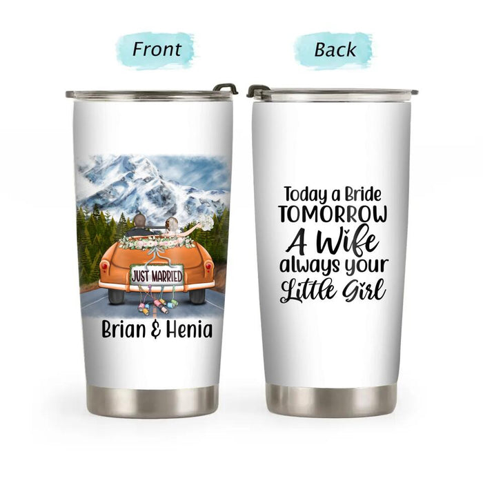 Personalized Tumbler, Just Married Couple Driving, Gift For Couples