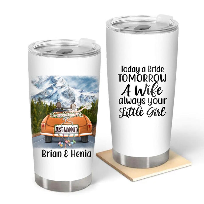 Personalized Tumbler, Just Married Couple Driving, Gift For Couples