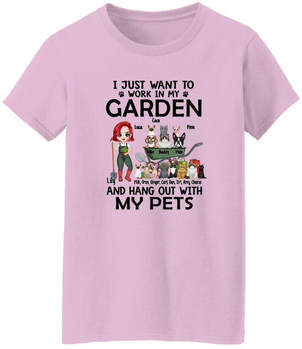 Up To 5 Pets I Just Want To Work In My Garden - Personalized Shirt For Him, Her, Pet Lovers, Gardener