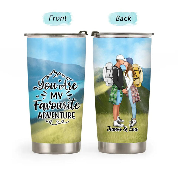You are My Favourite Adventure Couple Kissing - Personalized Gifts Custom Hiking Tumbler for Couples, Hiking Lovers