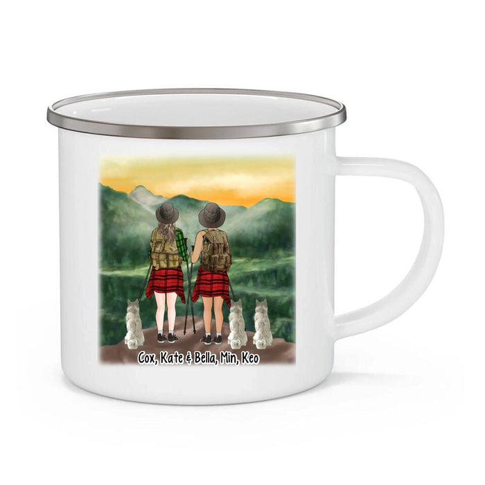 Hiking Partners for Life - Personalized Gifts Custom Hiking Enamel Mug for Dog Mom, Hiking Lovers