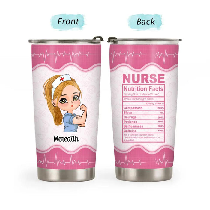 Up To 2 Chibi Nurse Nutrition Facts - Personalized Tumbler For Her, Nurse