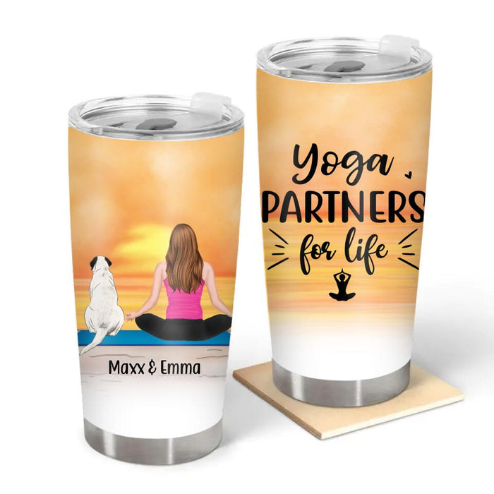 Personalized Tumbler, Yoga Girl With Pets, Gift For Yoga Lovers, Dog Lovers, Cat Lovers