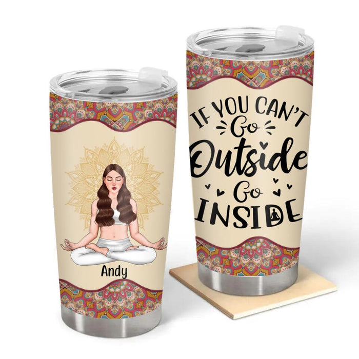 Personalized Tumbler, Woman Doing Yoga And Mandala Flower, Gifts For Yoga Lovers