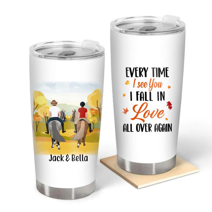Personalized Tumbler 20oz, Fall Horseback Riding Partners, Gifts For Horse Riding Lovers